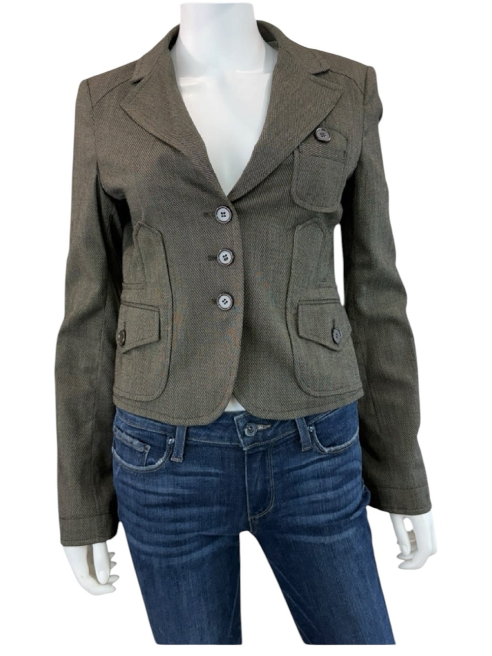 BCBGMAXAZRIA NWT  Brown Herringbone Cropped Jacket Size S